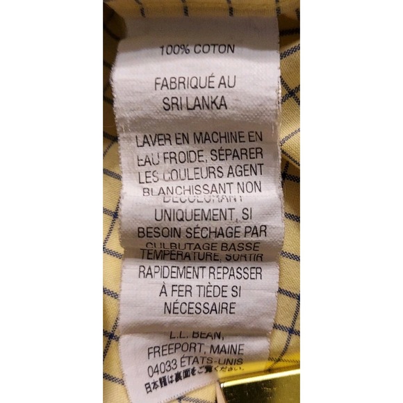 L.L. Bean Wrinkle Resistant Traditional Fit Button Down L/S Mens XL Yellow Plaid - Picture 6 of 9